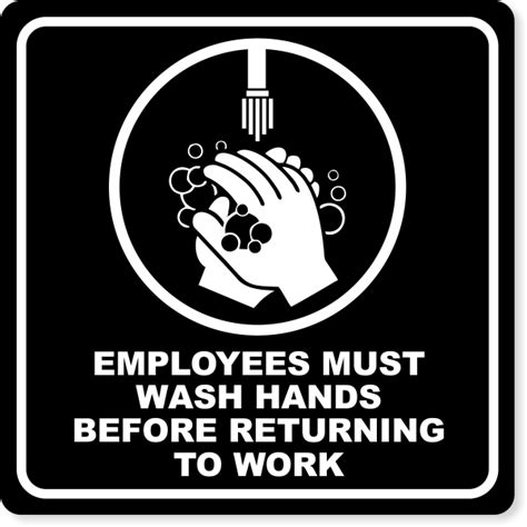 Employees Must Wash Hands Engraved Plastic Sign 8 X 8