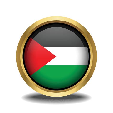 Palestine Flag Circle Shape Button Glass In Frame Golden 20469129