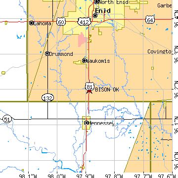 Bison, Oklahoma (OK) ~ population data, races, housing & economy