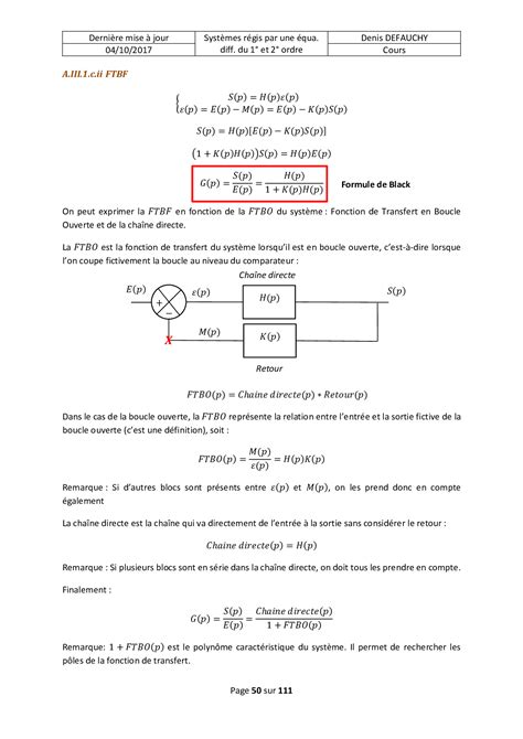 Cours Fonctions De Transfert Et Sch Ma Blocs Alloschool