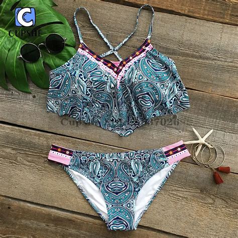 Cupshe Dreamy Island Printing Bikini Set Women Summer Sexy Swimsuit