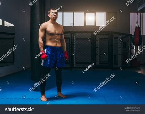 Portrait Kickbox Professional Fighter Naked Muscular Stock Photo Edit
