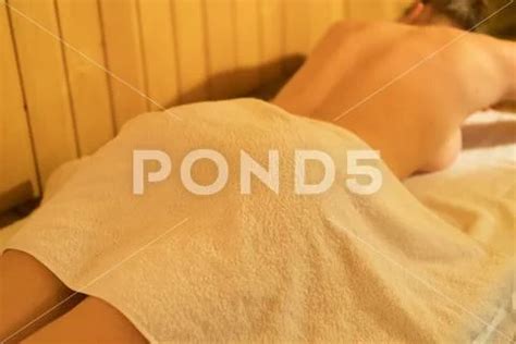 Unrecognizable Naked Woman Lying In Finnish Sauna Stock Photo 90263200
