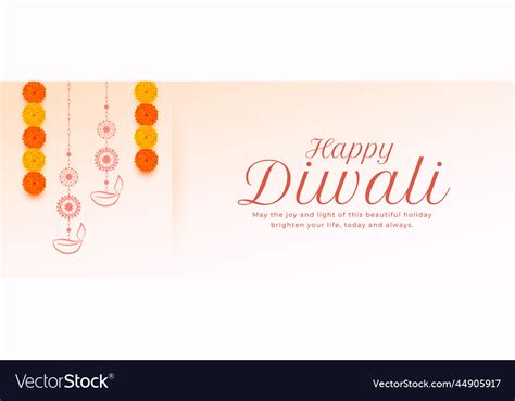 Happy Diwali Wishes Banner With Floral Royalty Free Vector