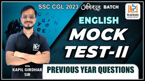 English Mock Test Ii Previous Year Questions Best Mock Test For