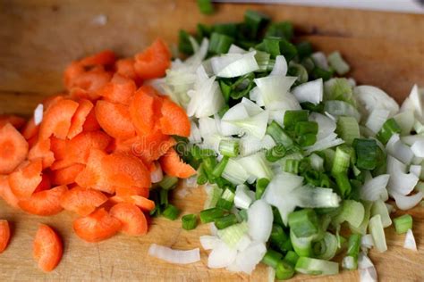 Carrot And Onion Diced Closeup In The Shape Of Heart Stock Photo ...