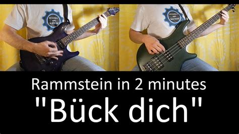 40 Rammstein Bück dich guitar bass lesson TAB cover HD IN 2