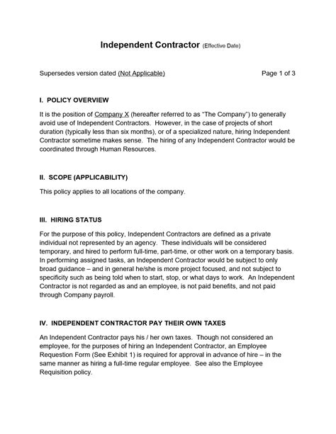 Independent Contractors Policy | Compliance & Guidelines