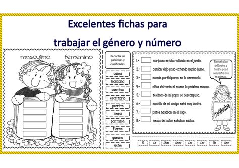 Excelentes fichas para trabajar el género y número Didáctica Educativa