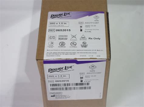 New Bard 652015 Bx 652015 Powerloc Safety Infusion Set Wo Y Site 20g