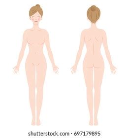 Nude Woman Standing Front Back View Stock Vector Royalty Free Shutterstock
