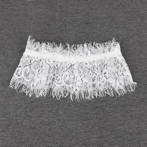 Ensemble Porte jarretelles en dentelle avec nœud pour femme Blanc Lingerie sexy Blanc