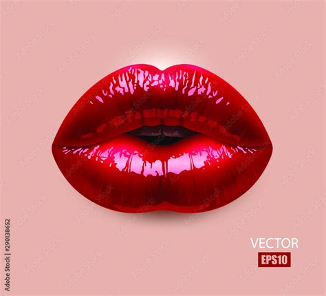 Red Sexy Female Lips Isolated On A Nude Background An Air Kiss Beautiful Lips Beauty Red