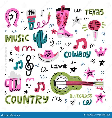 Country Music Illustration Stock Vector Illustration Of Cute 116976573