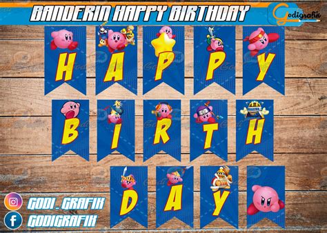 Kirby Birthday Banner Kirby Flag Pennant Printable Digital | Etsy