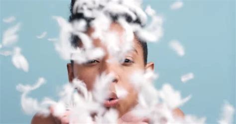 Woman In Nude Blow Feather From Hand Wi Stock Video Pond