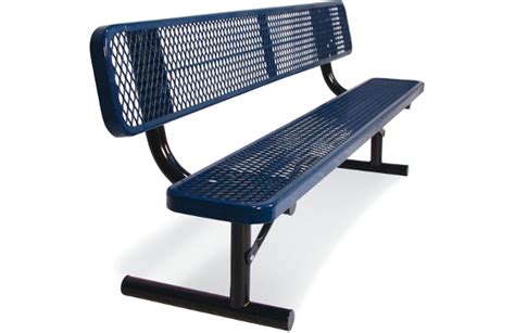 Expanded Metal Bench With Back Site Furnishings Commercial Playground Equipment