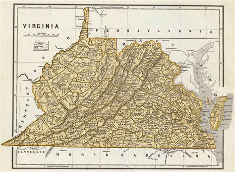 Old Historical City, County and State Maps of Virginia