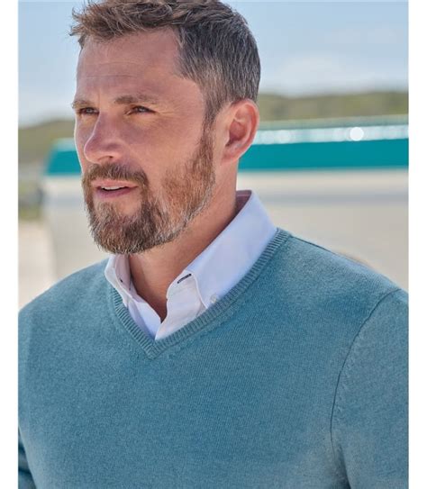 Marine Blue Cashmere Merino Classic V Neck Knitted Jumper