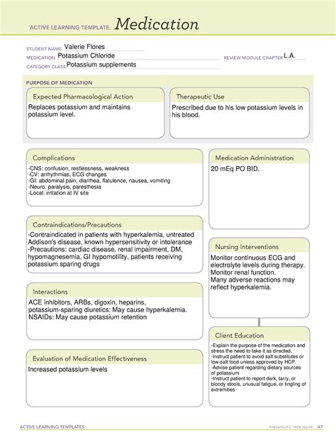 Ati Medication Form Potassium Chloride Active Learning Templates Hot Sex Picture