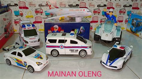 UNBOXING MAINAN MOBIL MOBILAN POLICE CAR AMBULANCE MAINAN PESAWAT