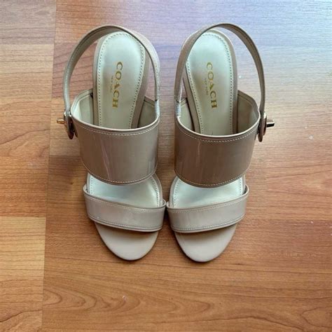 COACH Beige Nude Kitten Heels Gem
