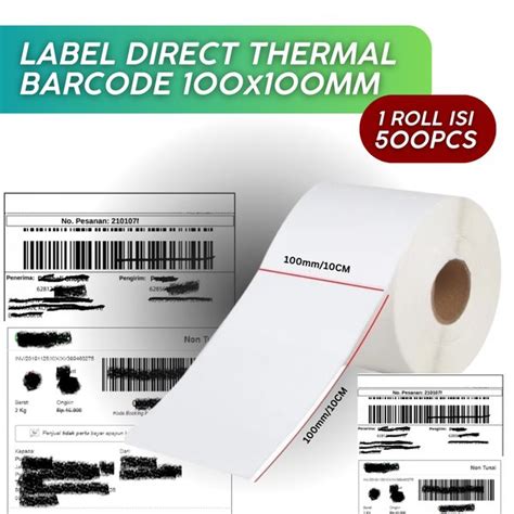 Jual Kertas Sticker Label Barcode Thermal 1 Kolom 100x100mm 500 PCS