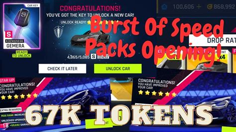 Asphalt 9 Opening Packs Burst Of Speed GEMERA 67K Tokens YouTube