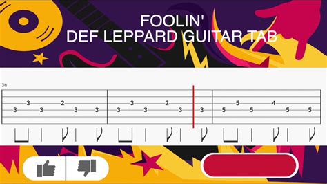 FOOLIN DEF LEPPARD GUITAR TAB SLOW VERSION YouTube