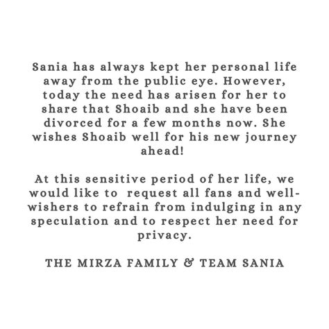 Sania Mirza Gives Her First Statement After Shoaib Malik Gets Married