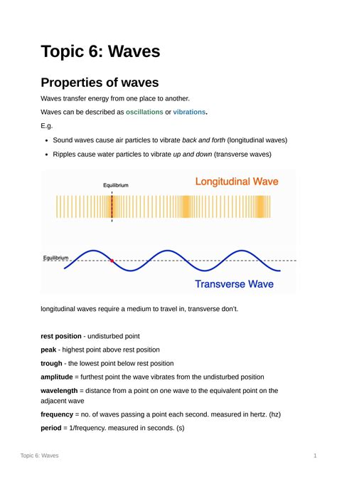 Solution Aqa Gcse Physics Topic 6 Waves Studypool