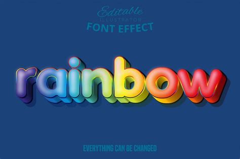 Rainbow Text Font Effect Premium Vector