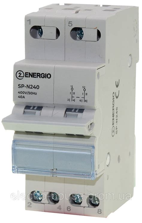 Переключатель ввода резерва перекидной I-0-II Energio SP-N 2-полюсный ...
