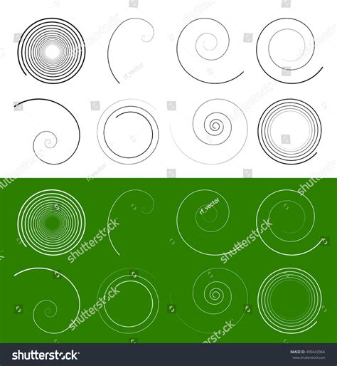 Set Spiral Swirl Shapes Stock Vector Royalty Free