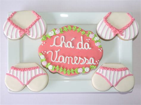 Biscoitos Decorados Chá de Lingerie Rosa Elo7