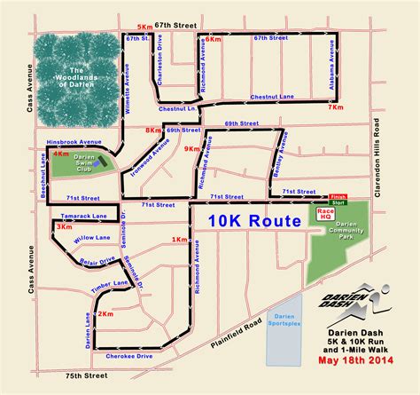 10K Course Map » Darien Dash