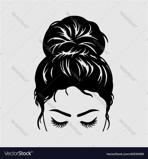 Messy Bun Hair Royalty Free Vector Image Vectorstock