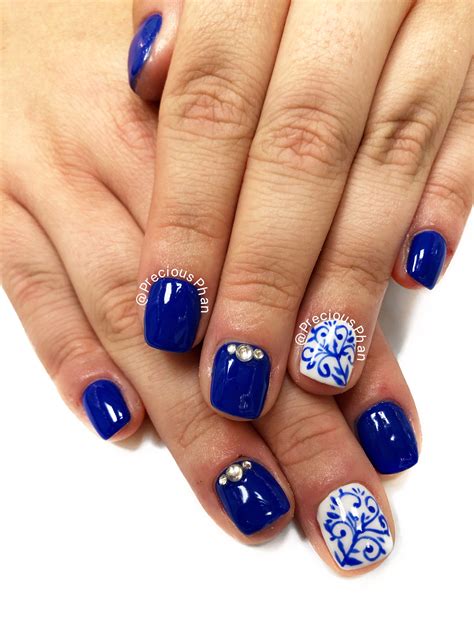 Fine China Nails Preciousphan Rhinestones China Nails Nails Blue