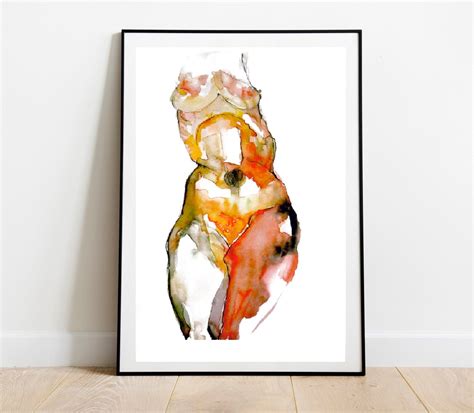 Nude Female Body Watercolor Digital Print Watercolor Hand Painting Watercolor Painting Digital