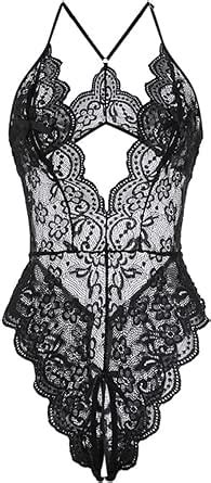 Ingjia Lingerie Sexy Femme Body Et Combinaison Dos Nu En Dentelle D Collet En V Sexy Teddy