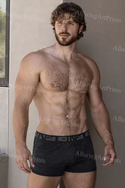 MALE MODEL PRINT Muscular Handsome Beefcake Shirtless Hunk Hairy Hot