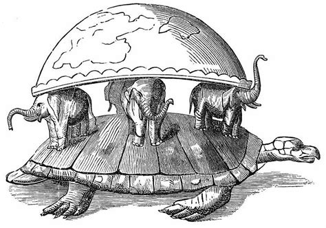 turtle  enormous girth   shell  holds  earth