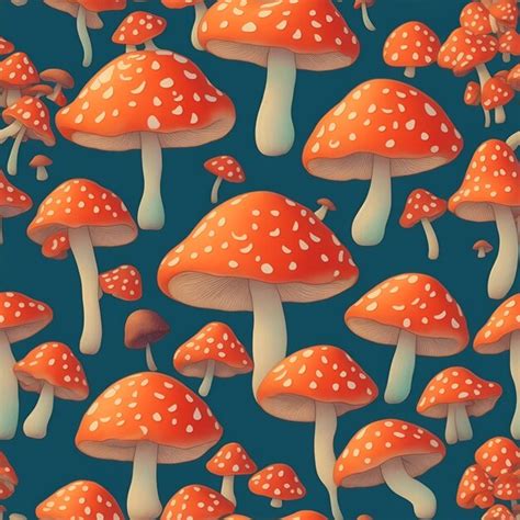 Premium Ai Image Mushrooms Seamless Patterns