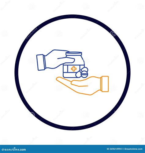 Medicine Bottle and Tablet Hand Over Icon Stock Vector - Illustration