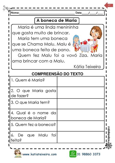 Atividade De Alfabetização Interpretação De Texto EDUKITA