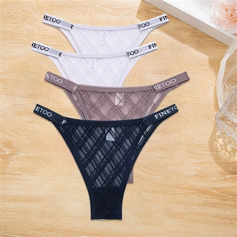 Finetoo Pcs Set Women S Lace Lingerie Panties Mesh Gstring Female