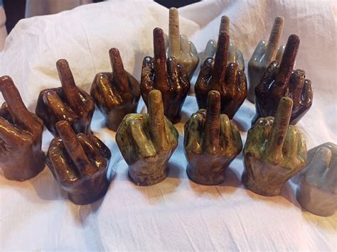 Middle Finger Concrete Statue Figurine Flip Off Fuck You Etsy