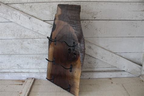 Vintage Live Edge Wood Slab Wine Rack Industrial Wine Bottle Etsy