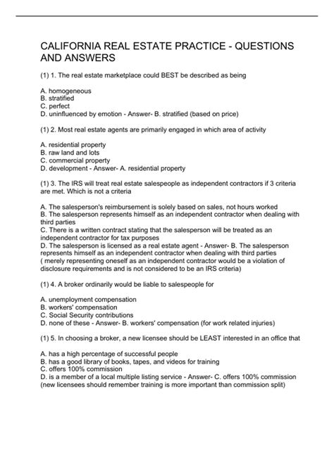 California Real Estate Exam Questions Pdf 5