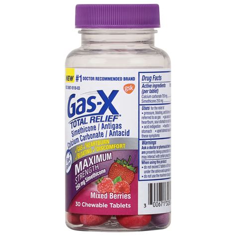 Gas-X Antigas/Antacid, Maximum Strength, 250 mg, Chewable Tablets ...